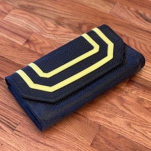 Vieta Snakeskin Clutch with Neon Trim